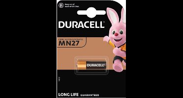 Duracell MN27, LR27 Een alkalinebatterij, 12 volt, afmetingen 28,8 x 8 mm