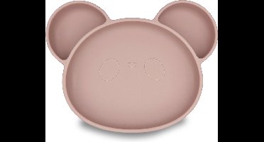Youly® Siliconen kinderbord beer - Kinderservies - Baby servies - Baby bord - Anti Slip - Bord met zuignap - BPA vrij - Poeder Roze