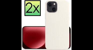 Hoesje - 2 Stuks - Geschikt voor Apple iPhone 15 - Sterk & Shockproof - Case Siliconen - Back Cover - Telefoon Hoes - Wit