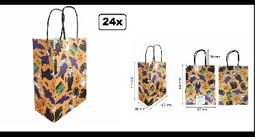 24x Koordtas Halloween 16cmx9cmx22cm - Horror - goodiebag|papieren|draagtas|tas|koord|festival|kado|themafeest|party|geschenken
