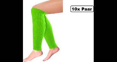 10x Paar Beenwarmers Milano neon groen - Thema feest party disco festival partyfeest