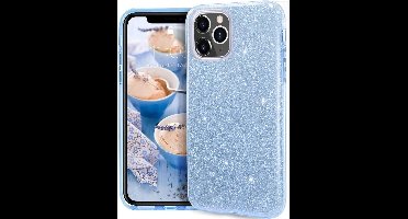 LuxeBass iPhone 11 Pro - Glitter Siliconen - Blauw - telefoonhoes - gsm hoes - gsm hoesjes