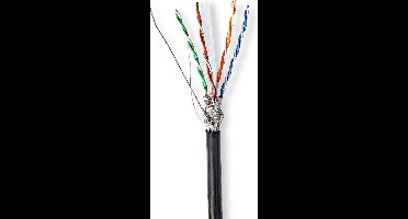 Nedis Netwerk Kabel Rol - CAT6 - Solid - S/FTP - CCA - 305.0 m - Buitenshuis - Rond - PE - Zwart - Trekdoos