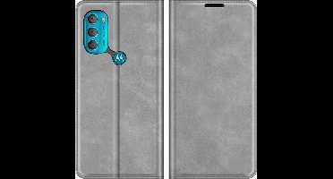 Just in Case hoesje geschikt voor Motorola Moto G71 - Hoesje met Pasjeshouder - Luxe Book Case - Grijs