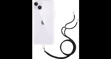 Just in Case hoesje met koord geschikt voor iPhone 15 Plus Hoesje met Koord - Flexibele Case - Transparant