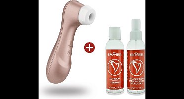 Satisfyer Pro 2 Next Generation + Erovibes Glijmiddel & Toy Cleaner – Voordeelpakket – Luchtdruk Vibrator + 2 Accessoires