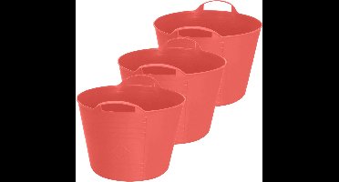Excellent Houseware Flexibele emmer - 3x - rood - 15 liter - kunststof - 35 x 29 cm