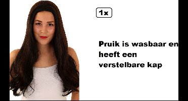 Luxe Pruik Kate bruin - wasbaar en heeft een verstelbare kap - Festival thema feest party fun