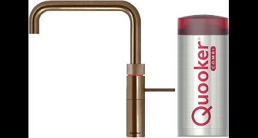 Quooker Fusion Square messing patina met COMBI boiler 3-in-1 kokend water kraan