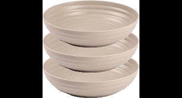 Plasticforte Rond bord/camping - 6x - diep bord - D22 cm - taupe - kunststof - onbreekbaar