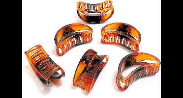 6 haarklemmen open 7 cm bruin