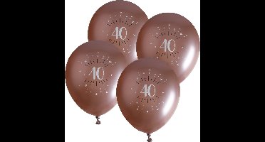 Santex verjaardag leeftijd ballonnen 40 jaar - 24x stuks - rosegoud - 30 cm - Feestartikelen