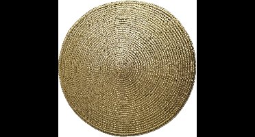 Gerimport Placemat - metallic goud - dia 38 cm - rond - geverfd jute.- onderlegger - kerstdiner/diner placemats