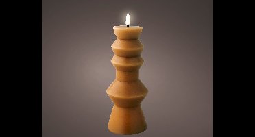 Lumineo - LED kaars d8.4h23 cm bruin/warm wit kerst