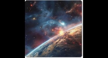 Muismat XXL 60x60 cm - Bureau onderlegger - Bureau mat Heelal - Sterren - Ruimte - Planeet - Bureaumat - Gaming mousepad xl - Bureaulegger groot - Computer deskmat - Geschikt voor Gaming Muis en Gaming PC set-up