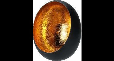 Windlicht - 16 cm - Metaal - Zwart-goud - waxinelichthouders