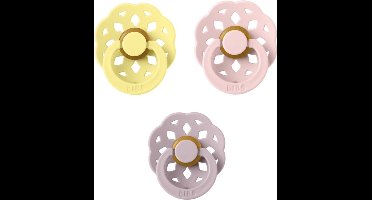 BIBS Boheme Fopspeen set 3 stuks Sunshine, Dusky Lilac en Blush 0-6 maanden maat 1