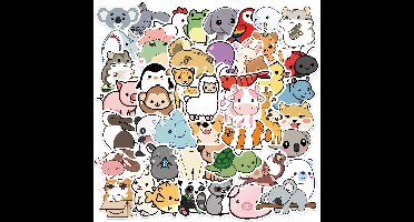 *** 50 Stickers Schattige Dieren - Dier Stickers - Grappige Stickers - Laptop Stickers Stickervellen - Plakstickers - Koffer Stickers - Stickers Bullet Journal van Heble***