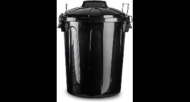 PlasticForte Afvalemmer - zwart - 21 liter - vuilnisemmer met deksel - prullenbak - 35 x33 x 42,5 cm