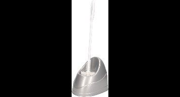 PlasticForte WC borstel met houder - zilverkleurig - 45,5 cm - kunststof - toiletborstels