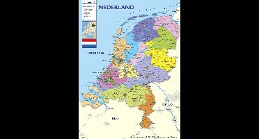 Nederland kaart poster - 70 x 100 cm