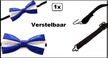 Vlinderstrik luxe blauw/wit - verstelbaar - Vlinder strik thema feest festival Oktoberfest party