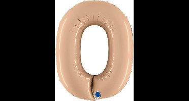 Folieballon Cijfer 0 Satin Nude - 100 cm