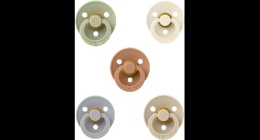 Bibs fopspenen 0-6 maand set 5 stuks Cloud,Vanilla,Sage,Ivory en Pumpkin maat 1