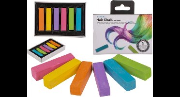 6x Haar krijtjes in verschillende kleuren 4 cm - Haarkrijtjes - Haarkrijt