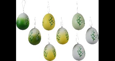 Decoris Paaseieren - 24x - kunststof - groen - D3,5 x H5 cm - paasdecoratie