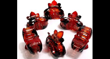 6 haarklemmen bloem 6 cm bruin