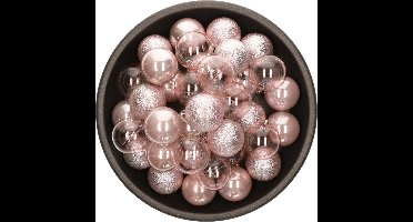 Decoris kerstballen - 25x stuks - 6 cm -kunststof - lichtroze