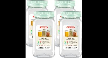 PlasticForte Voorraadpot/bewaarpot - 4x - 600 ml - kunststof - mint groen - B7 x H15 cm