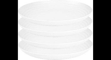 PlasticForte Rond bord/camping bord - 4x - D25 cm - Ivoor wit - kunststof