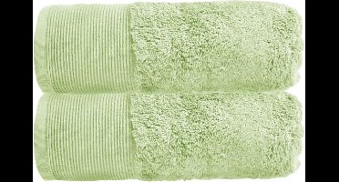 Allure Bamboe Handdoeken, 2 stuks, 50 x 90 cm, hypoallergeen, antibacterieel voor badkamer (saliegroen)