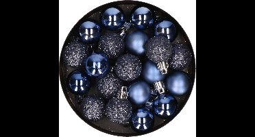 Cosy & Trendy mini kerstballen - 20x st - donkerblauw - 3 cm - kunststof