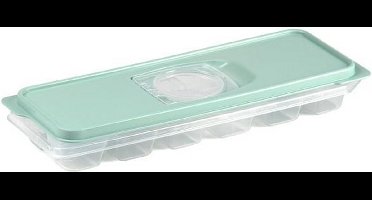 Plasticforte IJsblokjesvorm met deksel - 12 ijsklontjes - kunststof - mintgroen - ijsblokjes maken