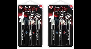 Paint Glow Schmink/make up stiften - 2x - 3 kleuren - voor gezicht/lichaam