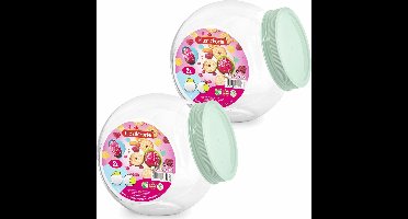 Forte Plastics Snoeppot/voorraadpot - 2x - 2L - mint groen - kunststof - D12 x H17 cm