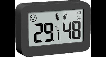 YUCONN Hygrometer - Weerstation - Thermometer Binnen - Digitaal Thermometer En Luchtvochtigheidsmeter - Inclusief Batterij en Plakstrip - Zwart