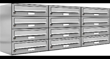 Brievenbus 12 personen 3*4 RVS muurmontage
