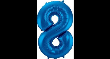 Folat Verjaardag Leeftijd folieballon - 8 jaar - blauw - 88 cm - cijferballon groot