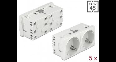 Delock Easy 45 Grounded Power Socket with a 45° arrangement 2-way extendable 45 x 45 mm 5 pieces