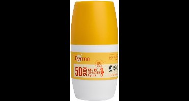 Derma Sun Kids - Zonnebrand Roll-on SPF50 - 50 ml - Hoge UVA en UVB Bescherming - Waterbestendig - Parfumvrij - AllergyCertified - met Aloe vera en Vitamine E