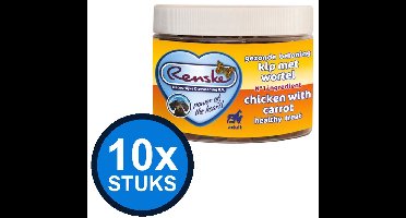 10x Renske - Gezonde beloning mini hartjes hond kip 300gr - Hondenvoer Snacks - 300 g