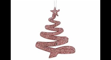 Hanger Kerstboom Glitter Roze 9,5xh12cm Kunststof