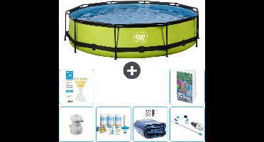 EXIT Rond Lime Frame Zwembad - 360 x 76 cm - Inclusief Pomp - Onderhoudspakket - Solarzeil - Stofzuiger - 7-delig