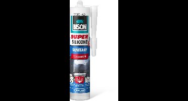 BISON Super Sanitair Siliconenkit Wit 280 ml - Schimmelwerende Siliconenkit - Waterdichte Kit Voor Badkamer, Douche, Keuken en Toilet - UV-Bestendig - Cartridge [B17047]
