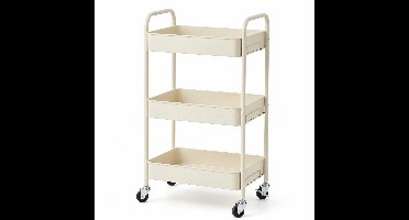 Keuken trolley op Wieltjes - 3 laags - Keukenrek - Serveerwagen - Kastje - Karretje - Opberg - Douche kastjes staand - Rekje - Beige - Luft