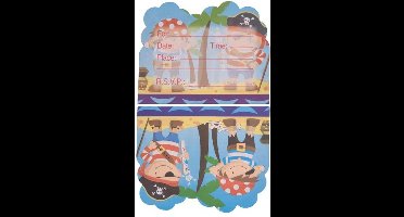 Uitnodigingen Piraten Junior Papier Blauw 8-delig